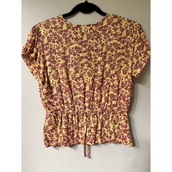 Free People Women's Floral Ditsy Boho Peplum Blouse Size M Tie Waist Festival - Picture 4 of 16